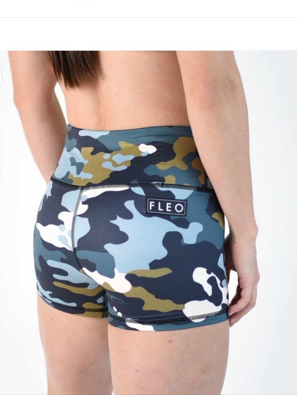 Fleo Alpine Olive Camo Biker Workout Shorts Sz XS